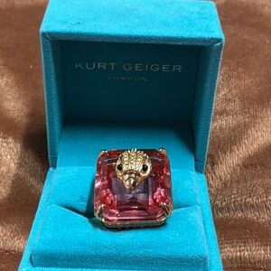 Kurt Geiger Gold and Pink Gemstone Ring